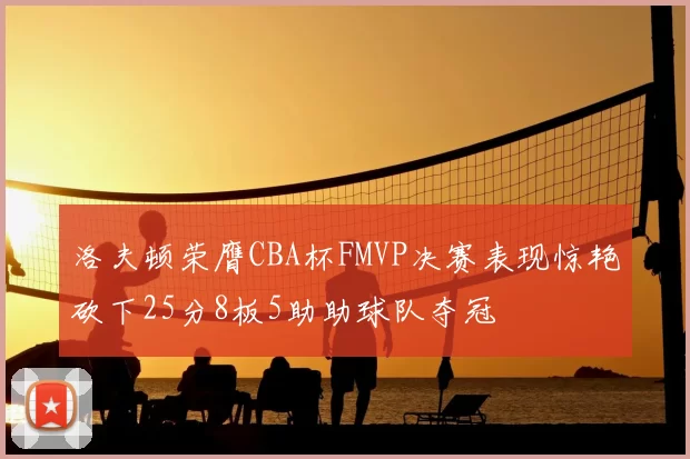 洛夫顿荣膺CBA杯FMVP决赛表现惊艳砍下25分8板5助助球队夺冠